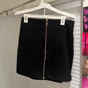 black zip up skirt